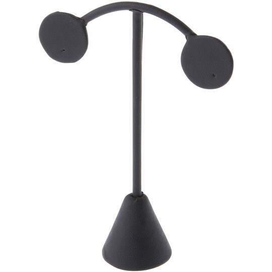Plymor Black Faux Leather Light Post Style, Single Pair Earring Display Stand, W x D x H